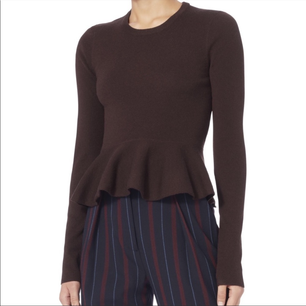 A.L.C. Alexis Peplum Ribbed Merino Wool Sweater Top